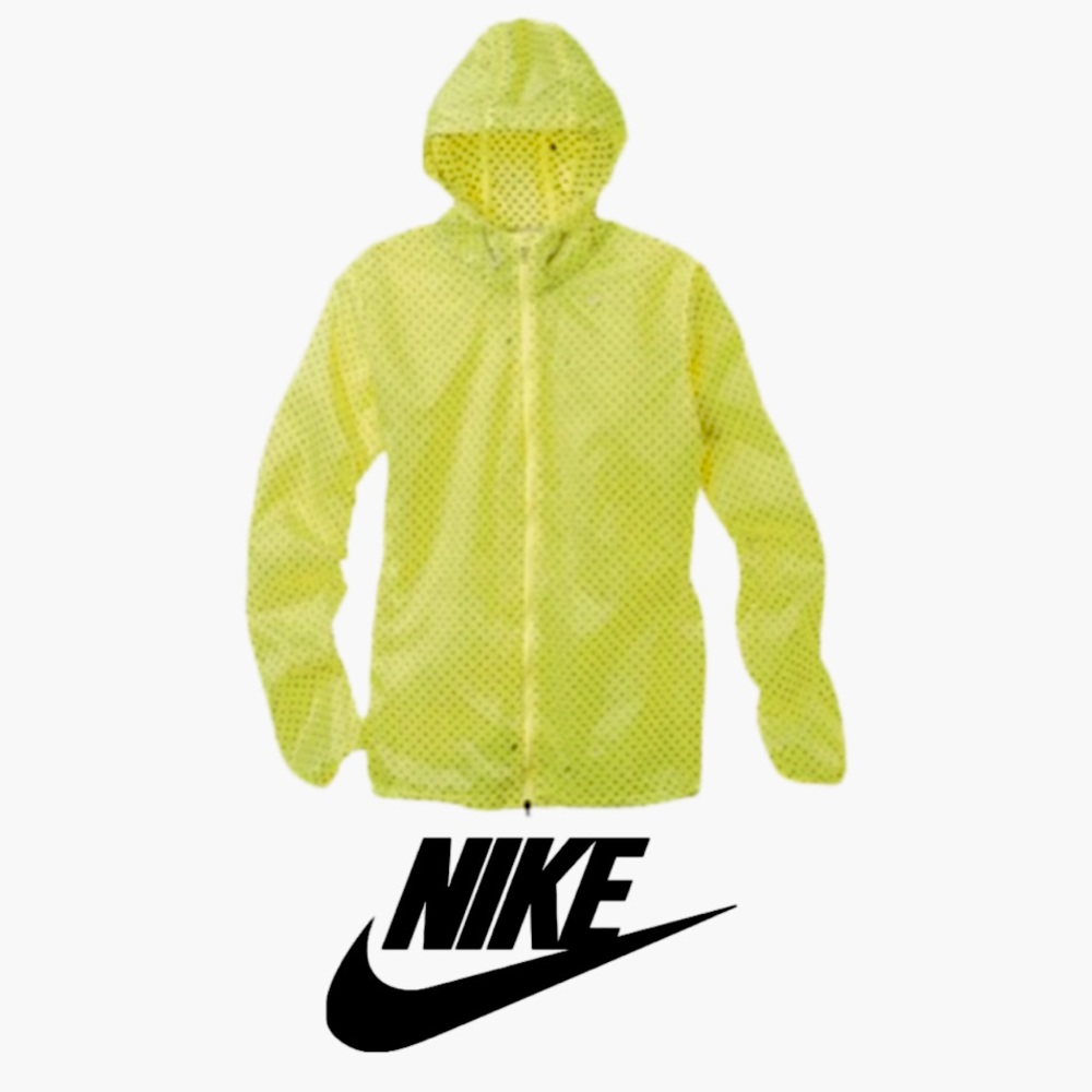 NIKE | Running New Yellow Black Polkadots Hooded Zip Lightweight Parka Jacket